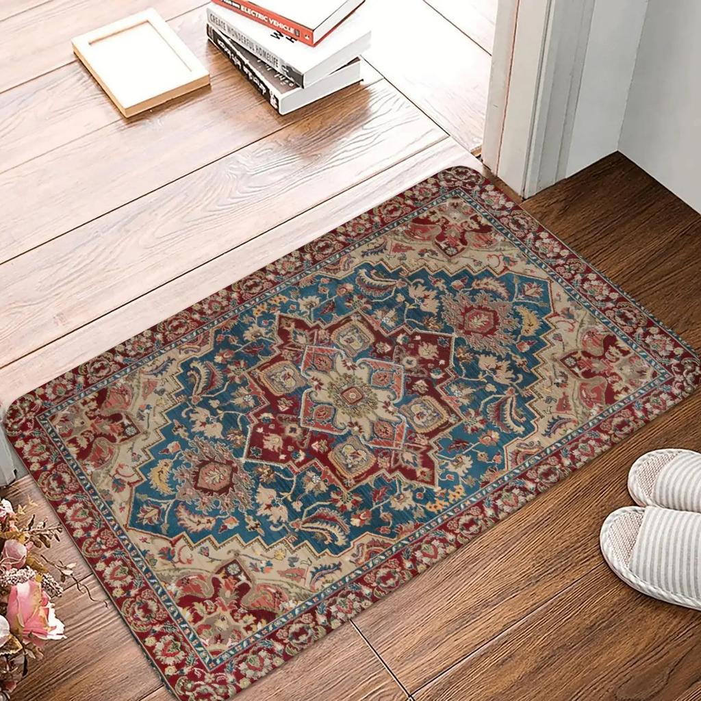 Bohemian Floral Patterned Area Rug Artistic Ethnic Print Carpet Soft Floor Mat For Entryway Bedroom Living Room Home Decor