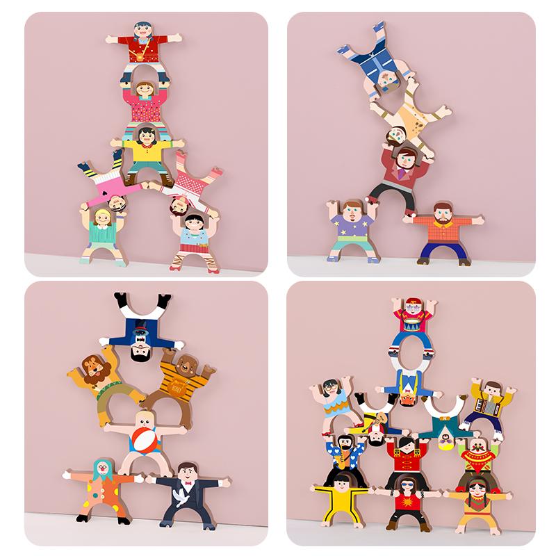 DIY Montessori Hračky Balanční Panenka Stavební Kostky Deska Stohování Vysoké Kostky Hraní Her Rané Vzdělávací Hračky Pro Děti Děti