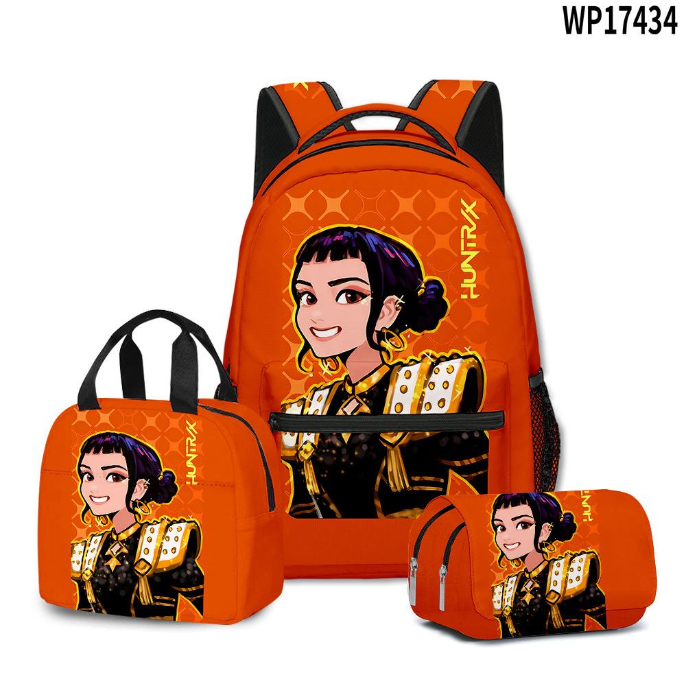 3D Movie K-Pop Demon Hunter Girl Group School Bag Backpack Lunch Bag Pencil Case Three-Piece Set