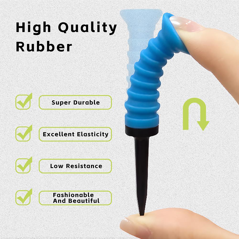 5pcs 360° Flexible Rubber Golf Tees, 3.27in/83mm, Durable, Low Friction, Vibrant Multicolor - Ideal for Everyday Golfers
