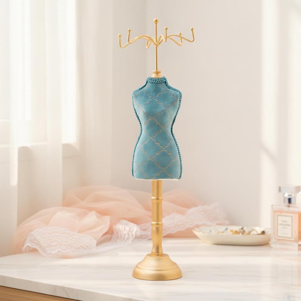 Jewelry Display Stand Goldenhued Mannequin Torso Stylish for Vanity, Women