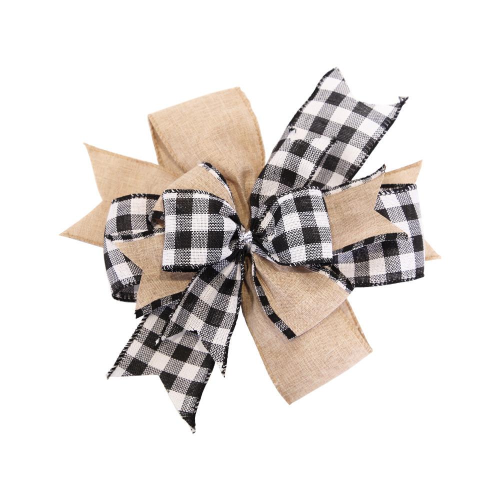 

Red Velvet Attractive Christmas Bow And Timeless Burlap Check Bow For Classic Decor Holiday Linen Check Bow