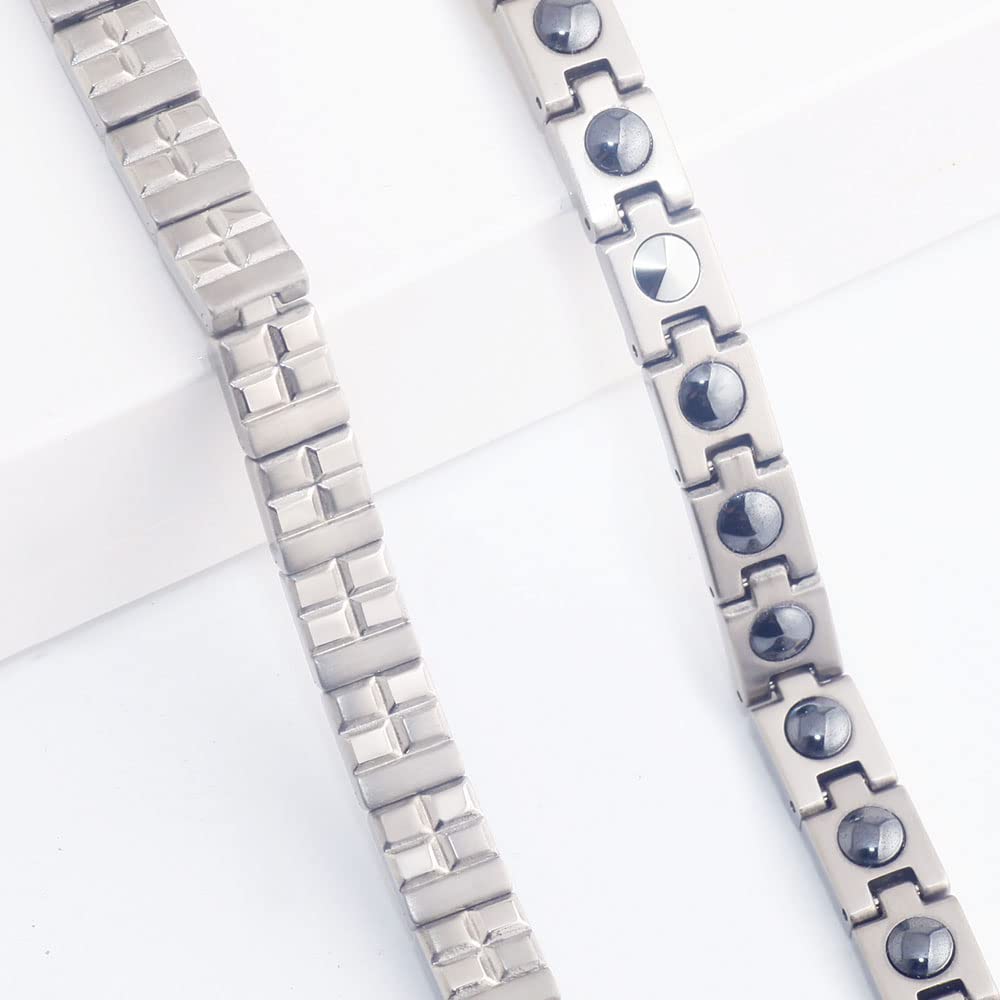 HAQI Pure Titanium Germanium Bracelet and Necklace Hematite Magnetic Static Elimination Bracelet Necklace Women's