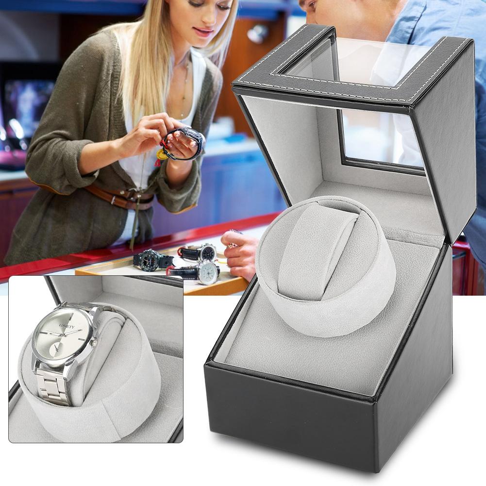 Single Automatic Mechanical PU Watch Winder Motor Wristwatch Holder  Black