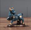Resin Animal Bull Sculptures and Figurines Cute Home Room Office Table Decoration and Accessories Wealth Luck Feng Shui Decor