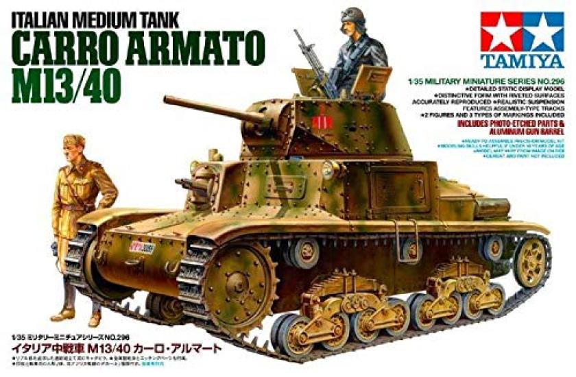Tamiya Militär Miniatur Serie 296 Italienische Armee Mittlerer Panzer Carlo Armato Plastikmodell 35296 1/35 Nr.. M13/40