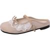 French retro lace Mary Jane shoes women's spring and summer new temperament shallow mouth half drag with skirt tide