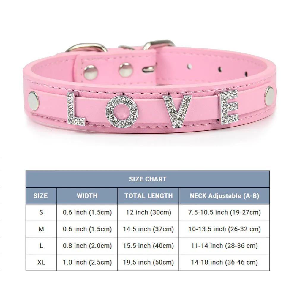 (Lettera Gratuita con Strass Bling)Collare Personalizzato in Pelle per Gatto Cane Collari per Cuccioli per Cani Piccoli Medi Target Nome ID Personalizzato