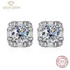 S 925 Silver Geometric Square Stud Earrings Small Exquisite Fashion Mosan Diamond Earrings