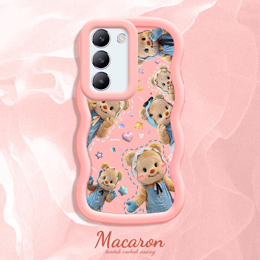 

Окрашенный узор Big Wave Edge Мягкий силиконовый материал Macaron чехол для телефона противоударный защитный резиновый чехол для OnePlus Vivo Motorola Moto Vivo V25E розовый