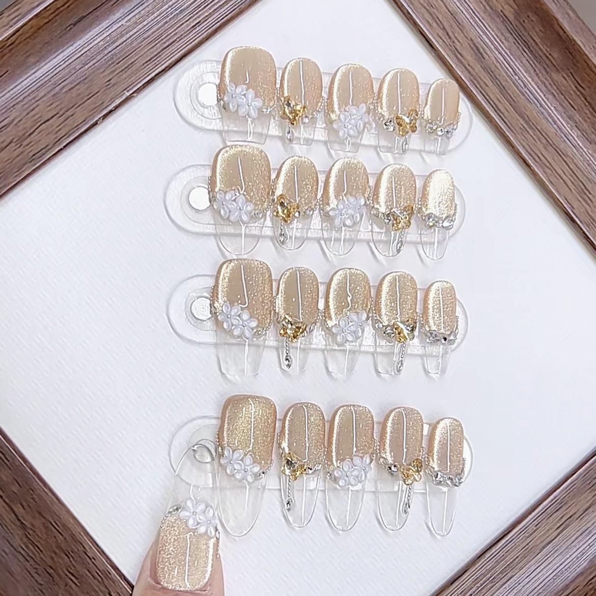 

Плетёный вручную Доспех Весна-Лето Новый Язык цветов Весны Лепесток цветка Ледяной Прозрачный Французский Кошачий глаз Наклейка для нейл-арта Large L