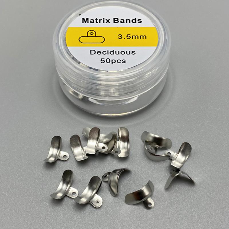 50Pcs Dental Matrix Bands Sectional Contoured Metal Matrices Dental Forming Clip 3.5/4.5/5.5/6.5Mm For Teeth Dentistry Tools