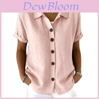 Spring Bohemian Style Short Sleeve Shirt With Padded Patching For Casual Office Wear