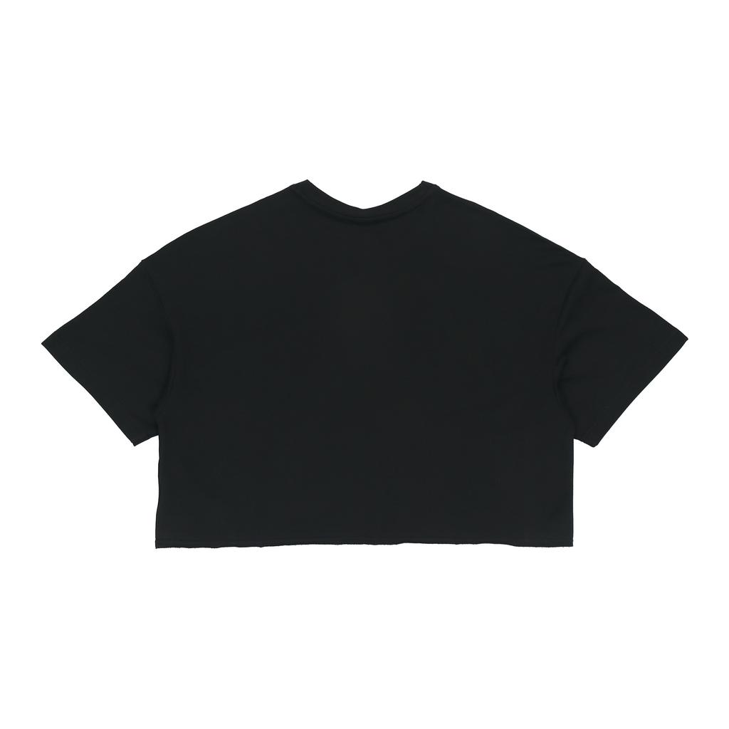 Puma Classics Raw Edge Crew Logo Embroidered Sports Round Neck Short Sleeve T-Shirt Women Tops Black 532639-01