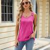 IHUASU Spring and Summer Solid Color Round Neck Sleeveless Vest Metal Ring Loose Top