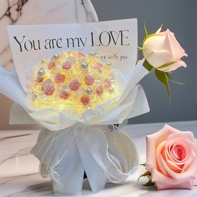 Everlasting Rose Bouquet DIY Kit: Handmade Artificial Flower Arrangement for Girlfriend - Ideal 520 Festival Gift