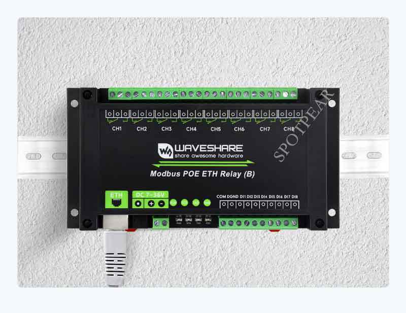 Industrial Ethernet Relay: 8-Way PoE Power Supply, Modbus RTU/TCP IoT Module