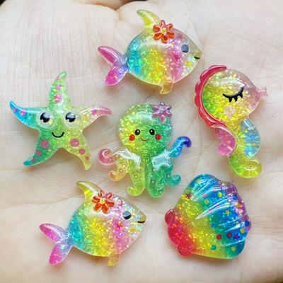 10/20 ks Roztomilé pryskyřičné mini třpytivé série Oceán plochá zadní strana kabošony Scrapbooking DIY šperky řemeslné dekorace doplňky F72