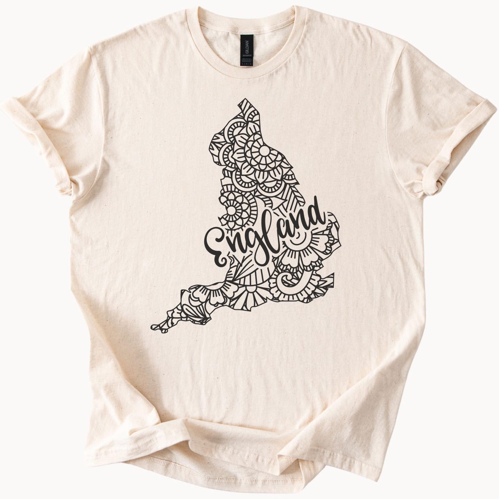 England Map Mandala Graphic Tee Shirt Unique Floral England Outline T Shirt England Lover Gift England Pride Shirt England Map Apparel 160