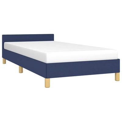 Bed Frame with Headboard Without Mattress Blue 100x200 Cm Fabric