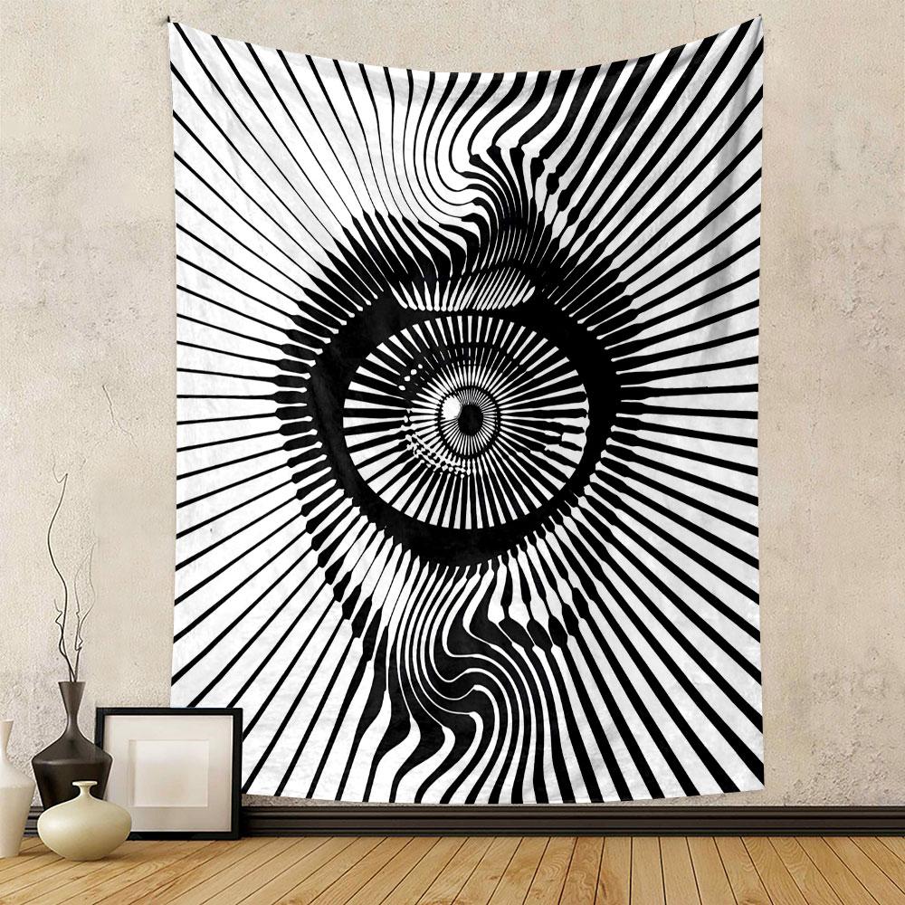 Hypnotic Eye Optical Illusion Artwork Patterned Tapestry Decorative Wall Hanging, Home Bedroom Living Room Decor