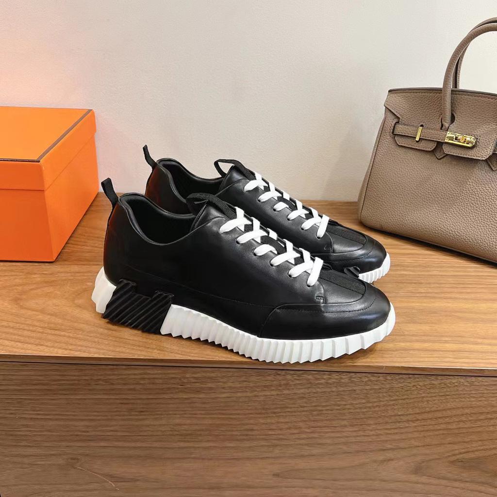 H Home Herren Leder Freizeitsneakers Schwarze Kleine Weiße Schuhe Paar Atmungsaktives Netz Herrenschuhe