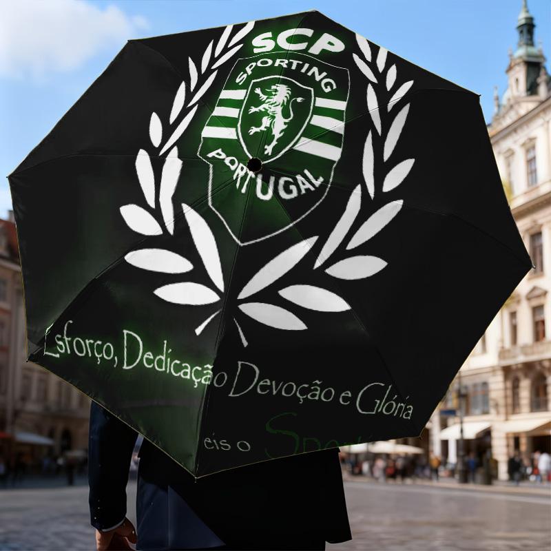 Sporting Portugal Crest Automatic Folding Umbrella - 8-Rib Travel Umbrella with Auto Open/Close & Portable Gifts for holidays or birthdays