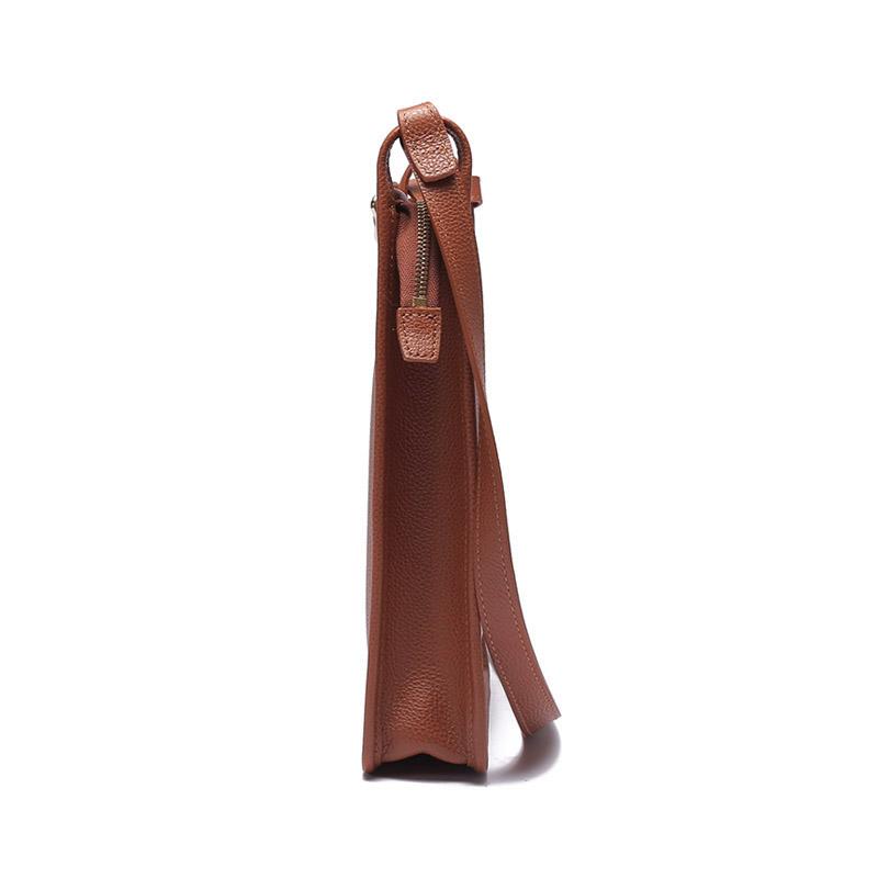 Longchamp Le Foulonné 27 Solid Color Zipper Adjustable Shoulder Strap Leather Crossbody Shoulder Bag Large Women Bags Light-Red-Brown 10140021121