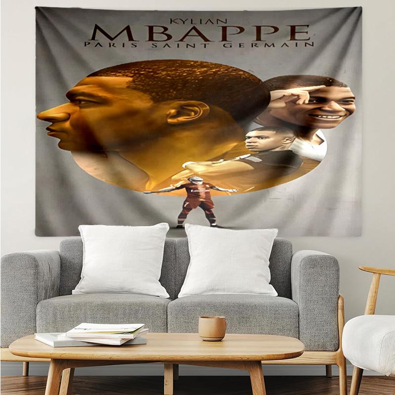 Kylian Mbappé Tapestry for Bedroom Aesthetic Classroom Tapestries Wall Hanging for Living Room Dorm Office,Ideal Creative Gift
