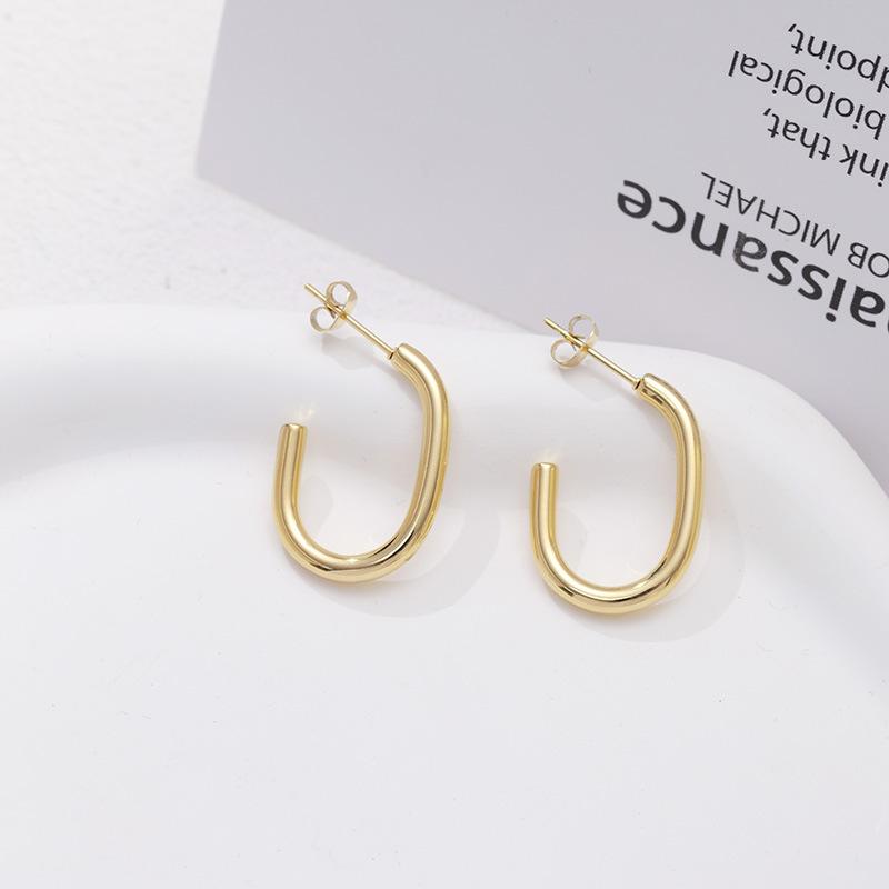 Moda Europeia e Americana Vento Aço Titânio Banhado a Ouro Brincos Femininos