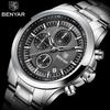 BENYAR Luxury Brand Business Watch Men's Top Brand Luxury Quartz Watch Stainless Steel 5Bar Waterproof Timing Watch+gift Box