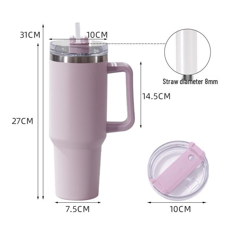 40oz Bärbar Rostfri Dubbelväggig Ismugg med Sugrör - Stor Kapacitet & Isolerad.