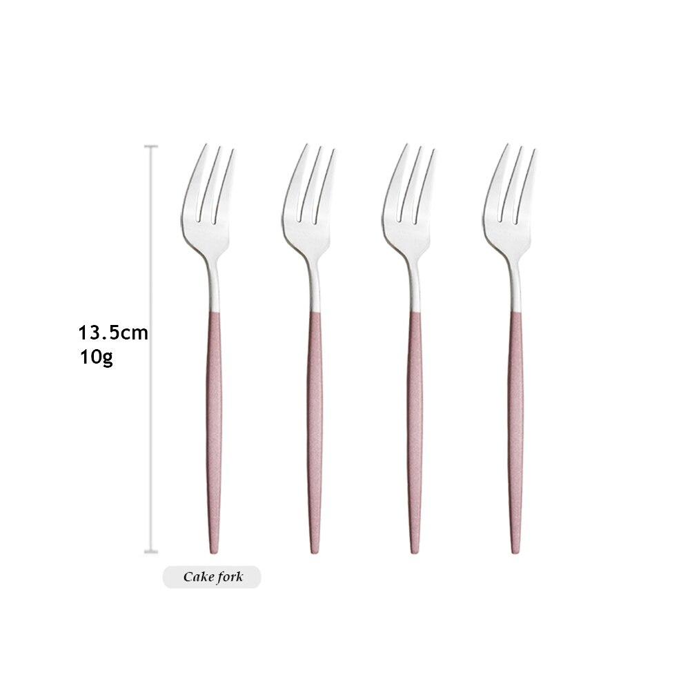 4PCS Stainless Steel Cutlery Rainbow Cake Fruit Fork Dinner Salad Fork Tableware Gold Dessert Fork For Hotel Party Kitchen Tool