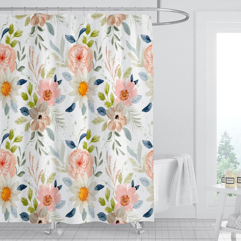 JINRUN Badezimmer verdickter wasserdichter Vorhang, schimmelfester Duschvorhang, Duschtrennwand-Vorhang, Duschvorhang, Badezimmer-Vorhang, kostenlose Perforation