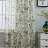 Curtain with Hole-Free Installation, Cotton Linen Printing Window Curtain, Light Blocking Privacy Protection Curtain for Bay Window