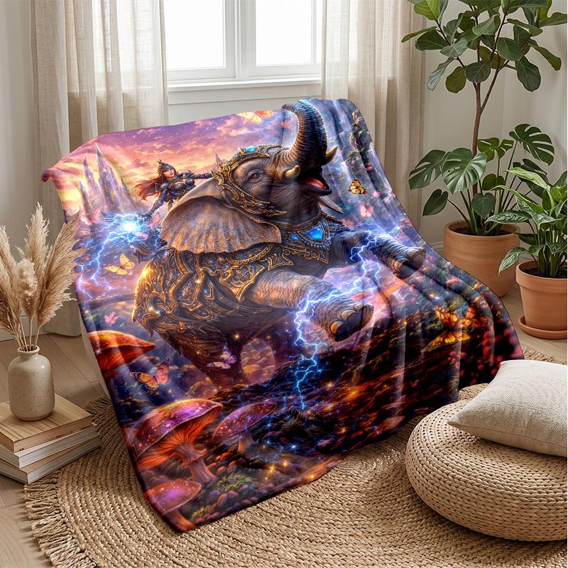 Jungle Elephant Theme blanket Lightweight Warm Flannel Blanket Decorative Throw Blanket for Home Decoration