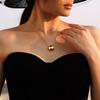 Qiong Yao Minimalist Gold Oval Bean Pendant Necklace Colorfast Fashion Clavicle Chain