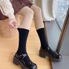 Spliced Black Nylon Stockings Women's Pantyhose JK Cute Japanese Style Instagram Trendy Autumn/Winter Fleece-Lined Socks