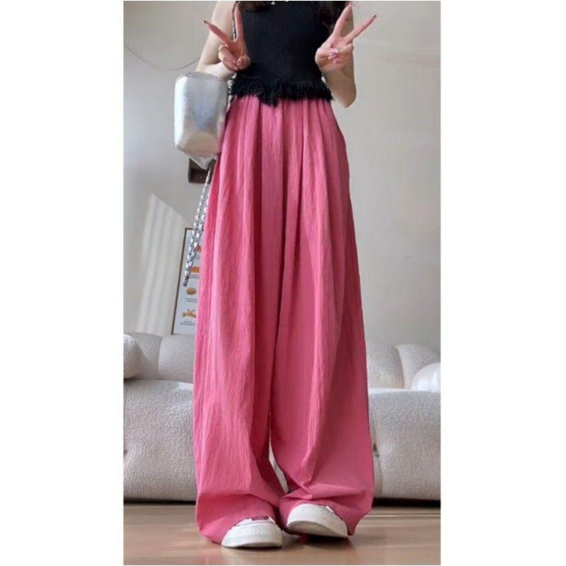Warm Season and Summertime New High Waist Drape Straight Casual Pants Wide Leg Trousers