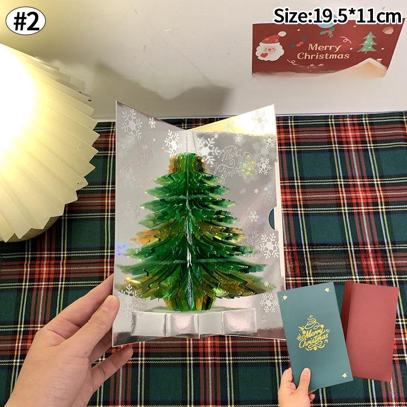 3D Christmas Tree Greeting Cards Desktop Decor Xmas Party Pop Up Card Postcard for Kids 2025 New Year Home Decoration Supplies