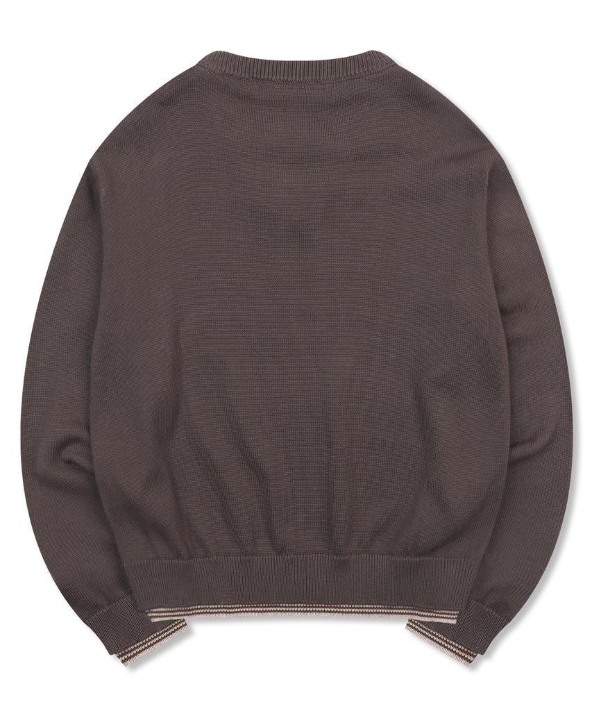 XTONZ Xtk180 Striped Layered V-Neck Pullover Knit (Brown)