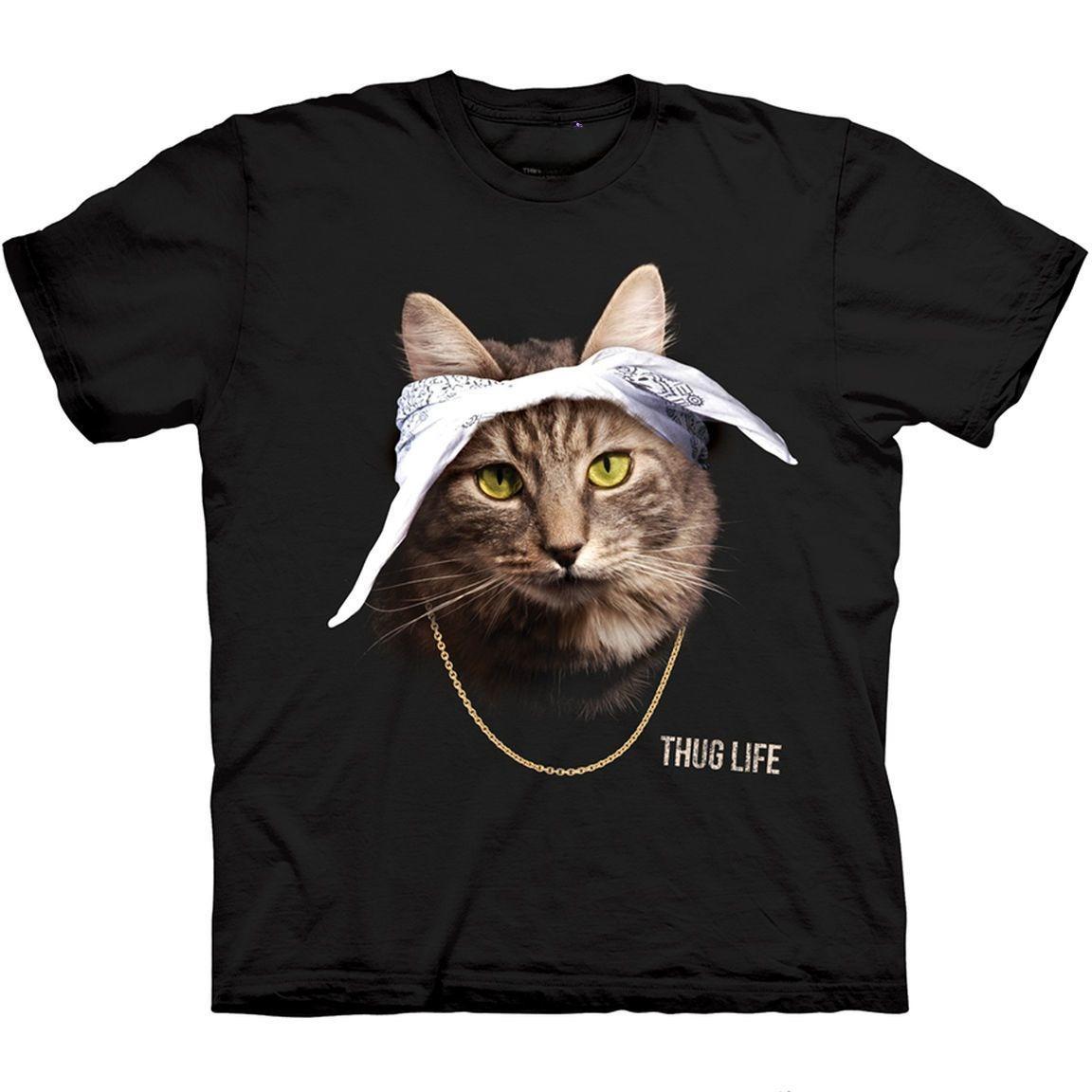 

The Mountain Black Thug Cat Fashion and Personality Men s and Women s Short-sleeved Pure Cotton Round-neck T-shirts 4XL