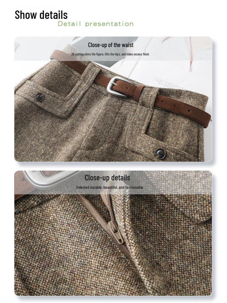 Petite Women's Grey Wool Blend High-Waisted Bootcut Wide-Leg A-Line Shorts - Autumn/Winter 2025 Collection