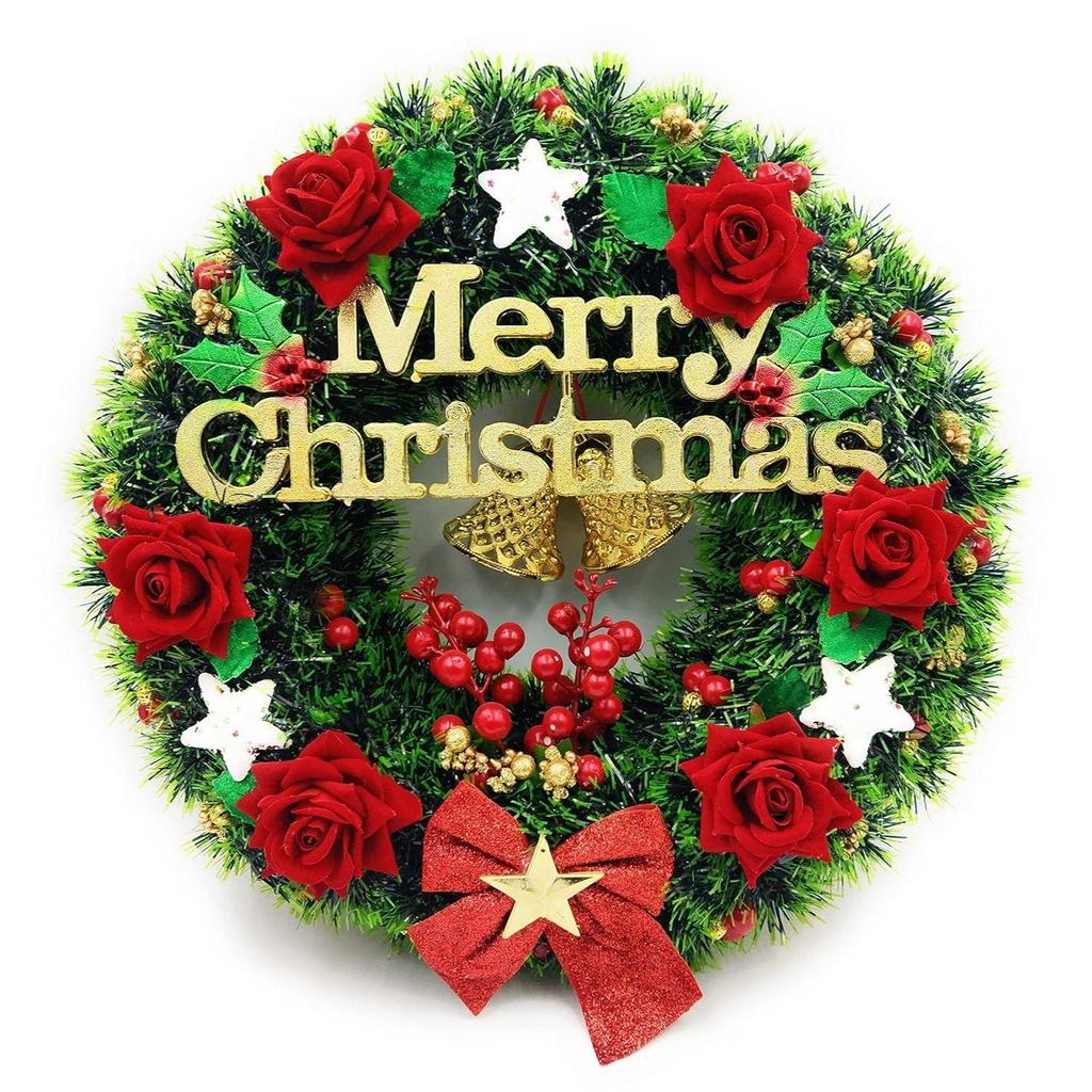 Designer Christmas Wreath for Front Door, Christmas Decorations Items (Green Pine, 15Inch Diameter)