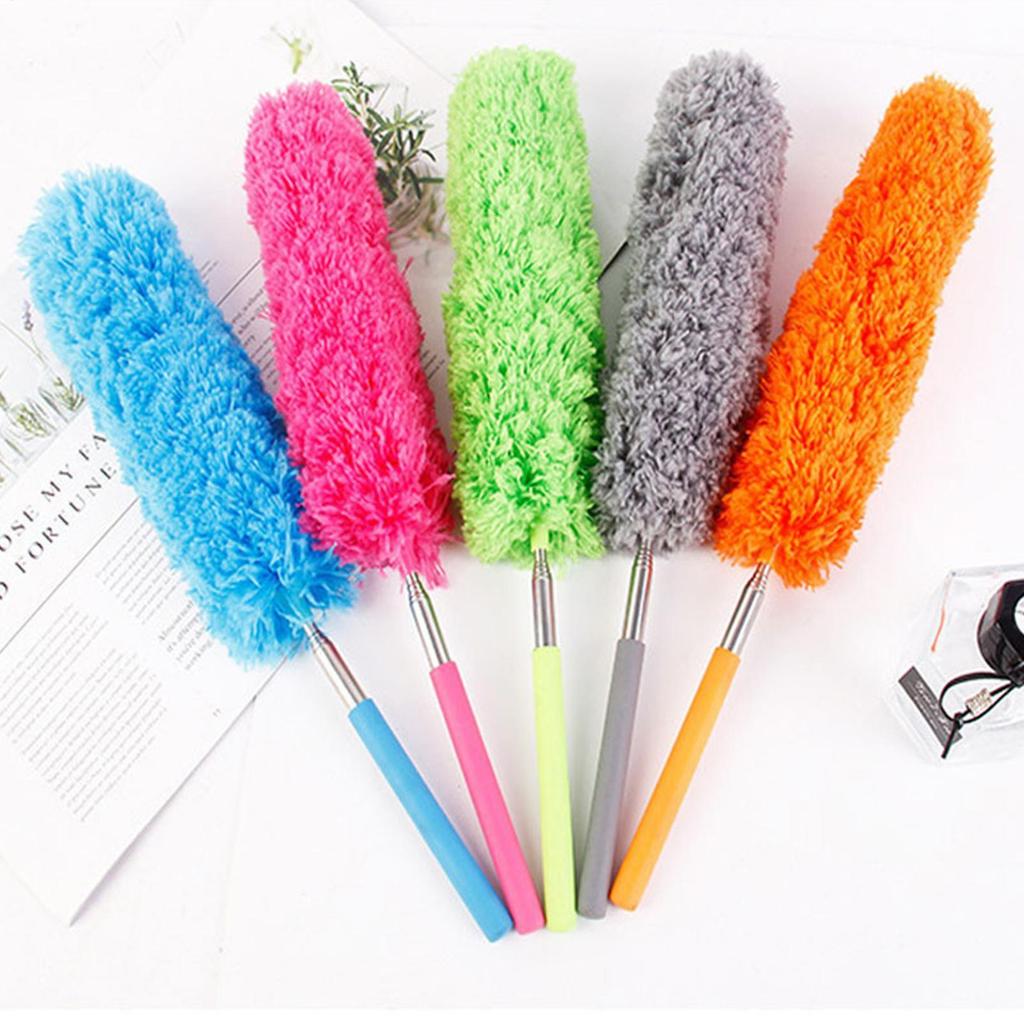 Electrostatic Dust Duster Telescopic Flexible Stainless Steel Household Feathers Duster Cleaning Tool Microfiber Dust Brush