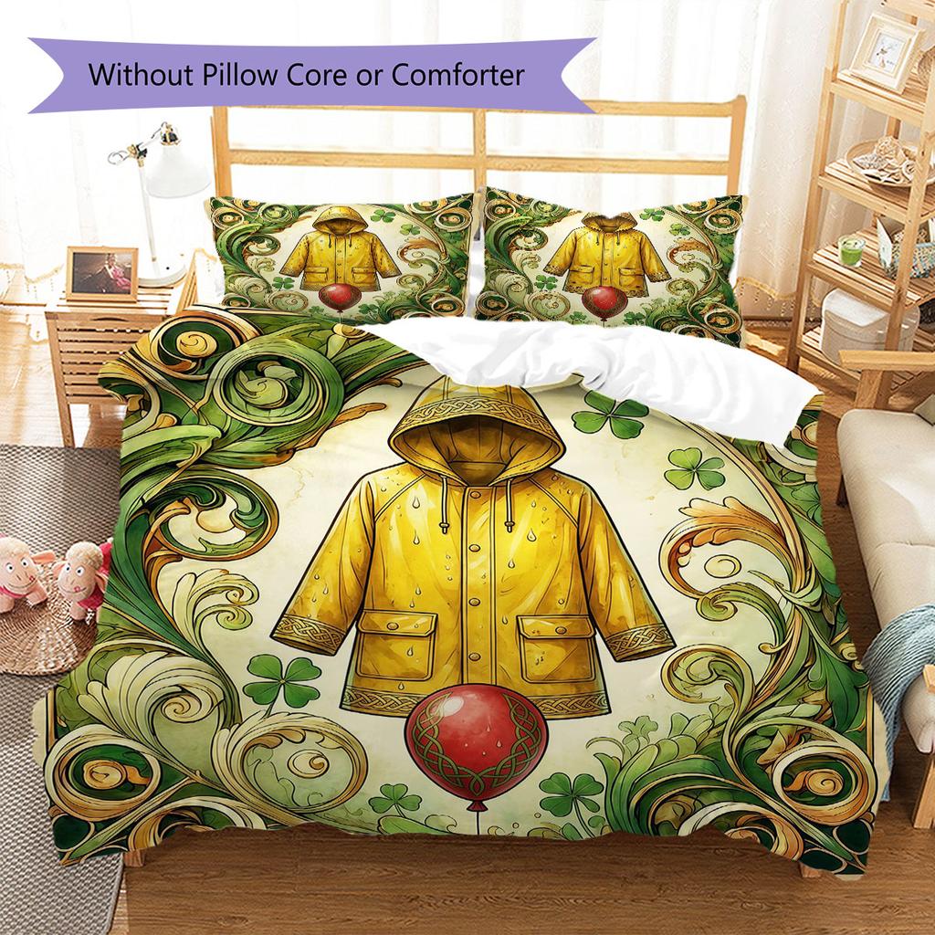 IT Pattern Bedding Quilt Set Quilt Cover Pillowcase Home Decoration Birthday Gift (1 * Duvet Cover + 2 * Pillowcase, Without Core)