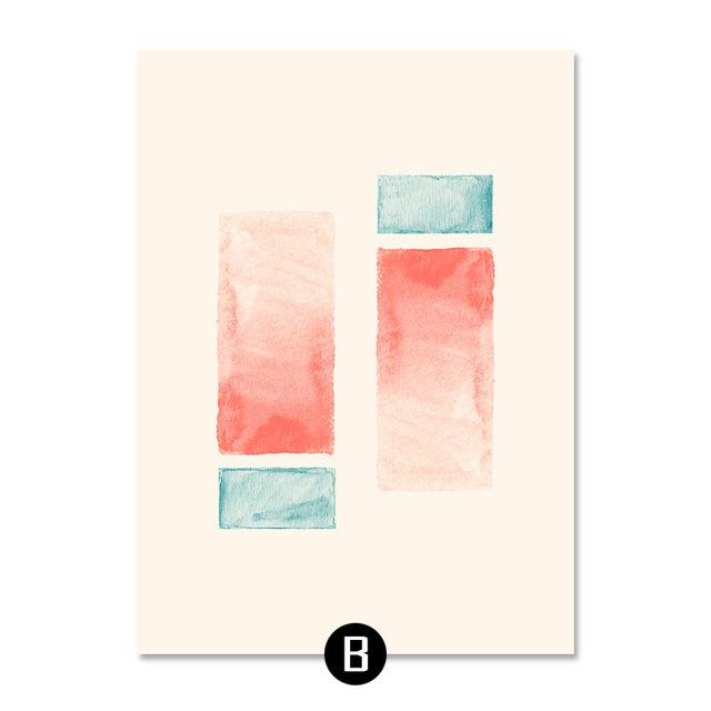 Minimalist Geometric Poster Watercolor Canvas Painting Triangles Rectangle Art Geometric Decor Painting Living Room Home Decor