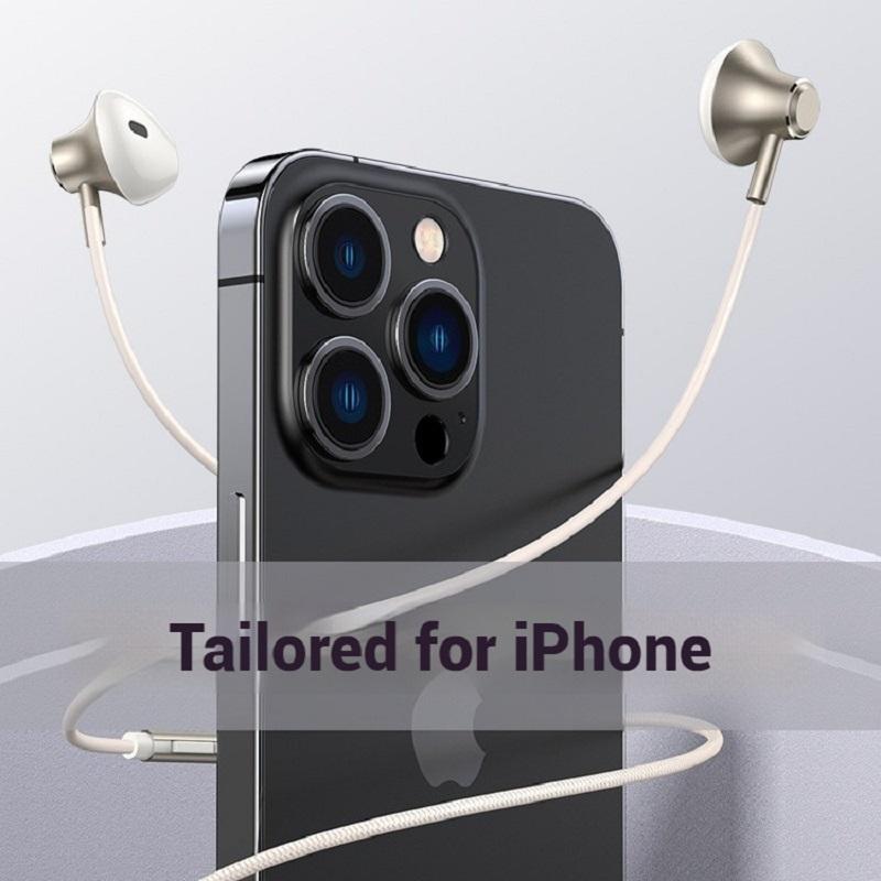 Surround Sound Headsets for iPhone 14 Pro Headphones 13 12 11 Mini X XS 6 7 8 Plus Wired Earbuds Not Bluetooth Earphones In Mic