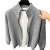 Men's Slim Fit Stand Collar Zipper Cardigan – Versatile Knit Sweater for Autumn and Winter