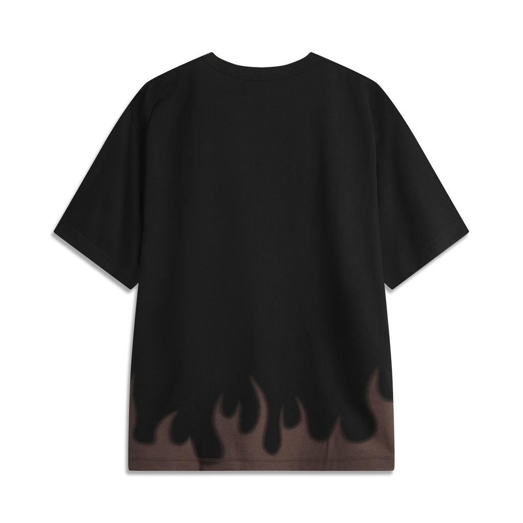 Li-Ning Comfortable Casual Moisture-Wicking Round Neck Pullover Letter Loose Short Sleeve T-Shirt Men Tops Black AHSU827-3